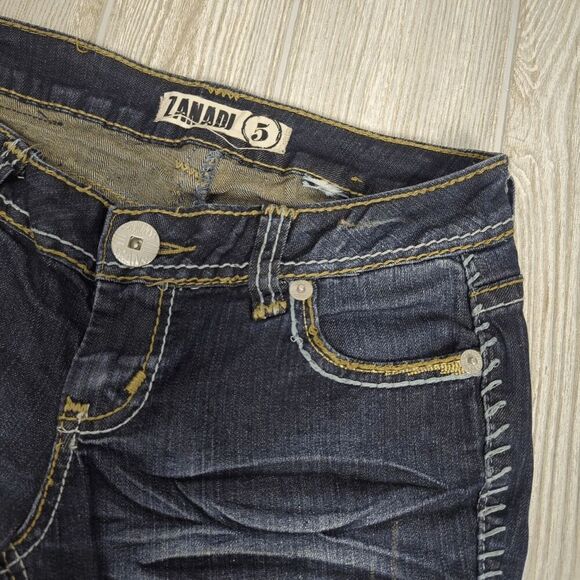 Zanadi Bootcut Jeans Dark Wash Contrast Stitching Y2K Embellished Pockets Size 6 - Picture 3 of 7